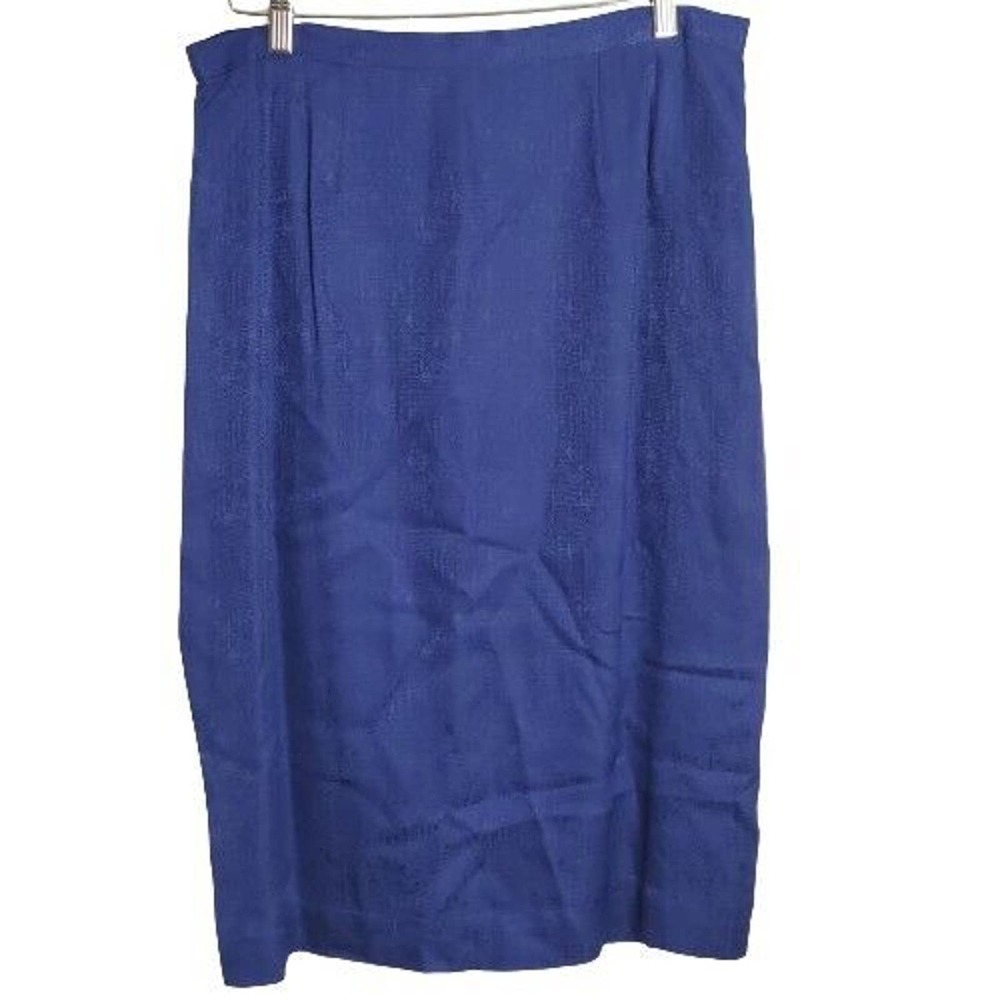 Vintage 90's Midnight Blue 100% Silk Pencil Skirt Size 14